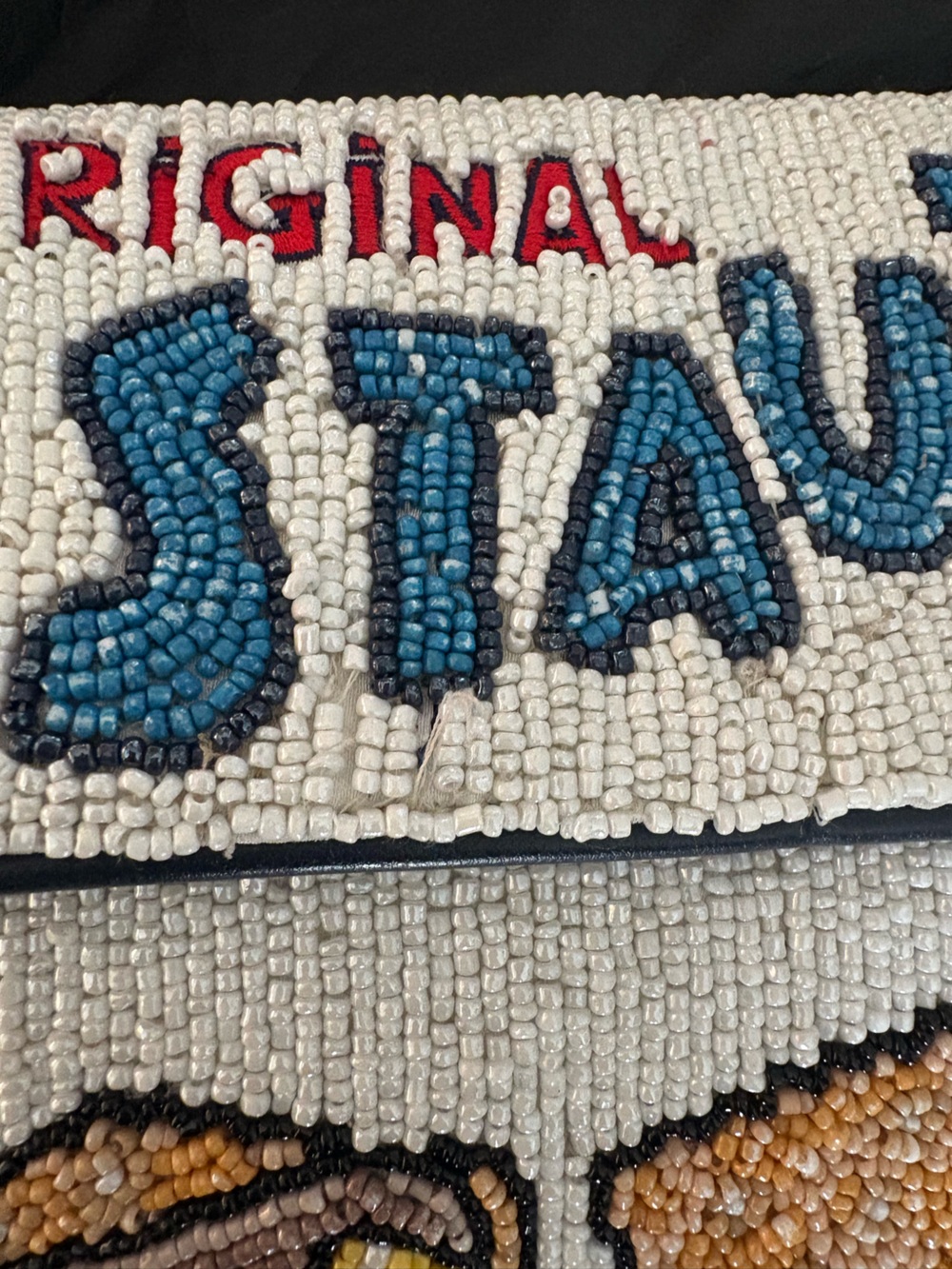 STAUD Tommy Beaded 'Stautine Crackers' Shoulder Bag - Blue/White/Tan - Picture 3 of 6